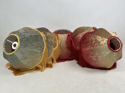 Lot 543 - Five decorative lampshades, in velvet fabric...