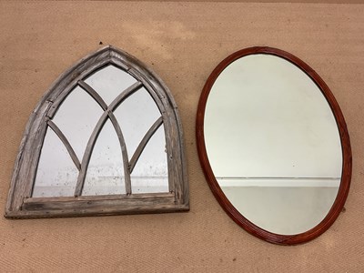 Lot 625 - A rustic Gothic style wooden framed mirror,...