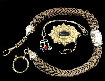 Lot 1231 - A late Victorian watch chain formed of plaited...