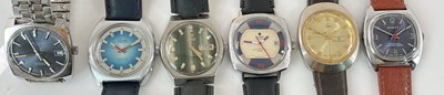 Lot 1336 - Six 1970s gentleman's vintage wristwatches,...