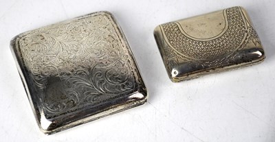 Lot 839 - A silver square form cigarette case with...