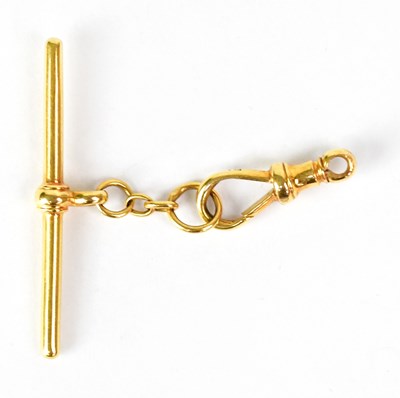 Lot 1146 - A 9ct yellow gold T-bar with a short length of...