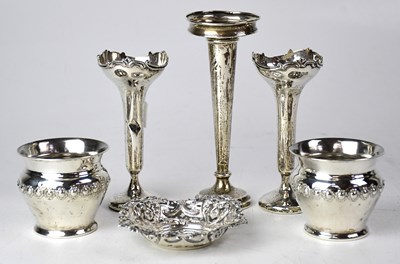 Lot 859 - A collection of silver items comprising a pair...