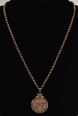 Lot 1207 - A yellow metal belcher link necklace, length...