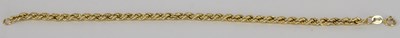 Lot 1320 - A 9ct yellow gold rope twist bracelet, length...