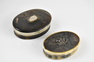 Lot 1415 - Two 19th century Scottish horn snuff boxes of...