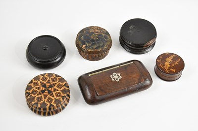 Lot 1456 - Six 19th century and later snuff boxes,...