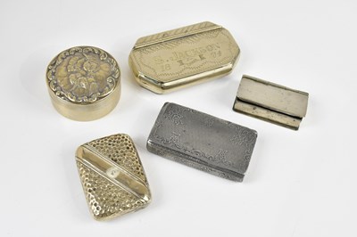 Lot 1451 - Five late 19th/early 20th century snuff boxes,...