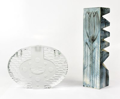 Lot 296 - A Carn Pottery square section vase, with...