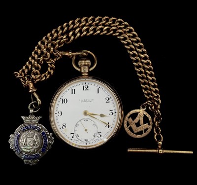 Lot 1346 - A 9ct yellow gold crown wind open face pocket...