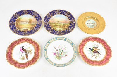 Lot 654 - MINTONS; a pair of hand painted cabinet plates,...