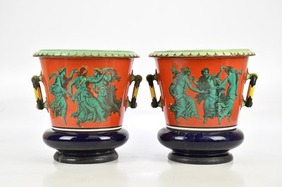Lot 1595 - A pair of Victorian ceramic jardinières on...