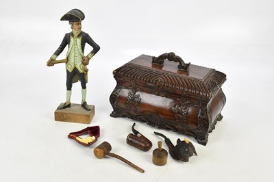 Lot 2313 - A modern carved hardwood chest, the hinged...