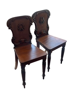 Lot 2188 - A pair of Victorian carved mahogany hall...