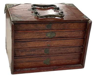 Lot 623 - A Chinese metal bound hardwood cased five...