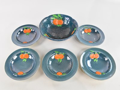 Lot 690 - CARLTON WARE; a six piece fruit set, relief...
