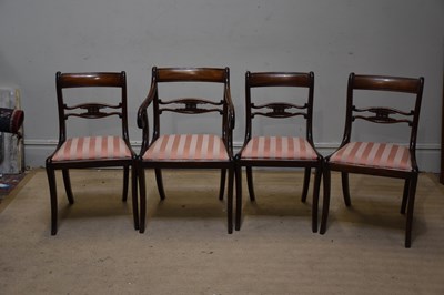 Lot 1181 - A set of four Regency mahogany bar back dining...