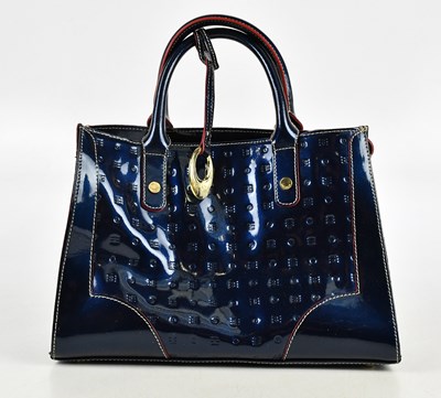 Lot 667 - ARCADIA; a navy blue embossed patent leather...