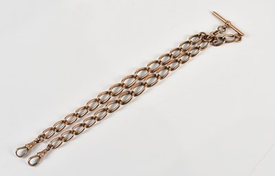 Lot 503 - A 9ct yellow gold Albert chain with T-bar,...