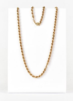 Lot 1082 - A 9ct yellow gold ropetwist chain necklace,...