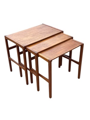 Lot 2017 - A mid century Danish teak nest of three table,...