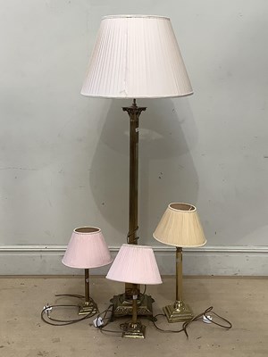 Lot 2415 - A brass Corinthian column standard lamp,...