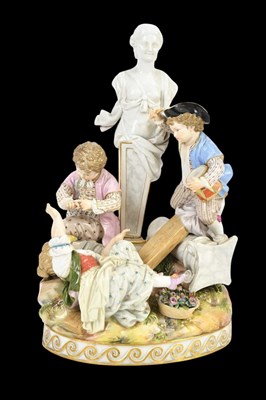 Lot 1525 - MEISSEN; a 19th century porcelain figure group...