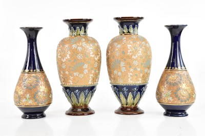 Lot 1613 - ROYAL DOULTON; a pair of Slaters Patent vases...