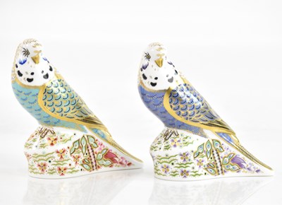 Lot 1556 - ROYAL CROWN DERBY; two bird form paperweights,...