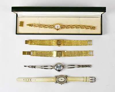 Lot 1173 - ROTARY; three vintage gold-coloured watches,...