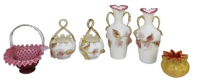 Lot 584 - A pair of Victorian opaque and coloured glass...