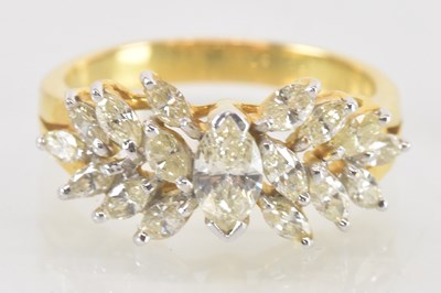 Lot 1120 - A yellow metal diamond set cluster ring, the...