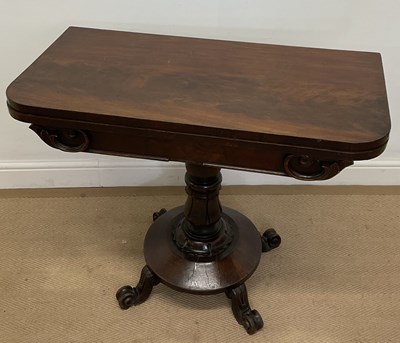 Lot 606 - A William IV mahogany fold-over card table,...