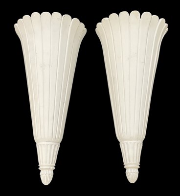 Lot 54 - A pair of modern white painted wall sconces,...