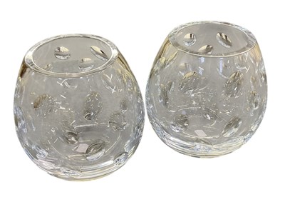 Lot 579 - CRISTOFLE; a pair of crystal glass bulbous...