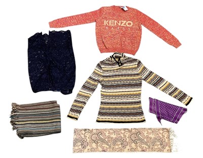 Lot 467 - MISSONI; a multicoloured woven wool jumper, a...