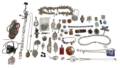 Lot 1354 - A quantity of assorted white metal and costume...