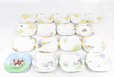 Lot 727 - SHELLEY; a six piece sandwich set in pattern...