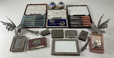 Lot 507 - Two oak easel back hallmarked silver fronted...