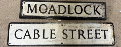 Lot 1375 - Two 20th century cast alloy signs, 'Moadlock',...