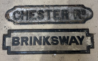 Lot 1342 - Two Victorian cast metal signs comprising...