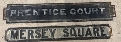 Lot 1348 - Two Victorian cast metal signs, 'Mersey Square'...