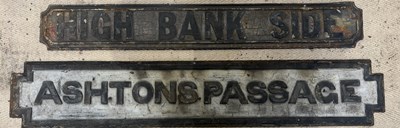 Lot 1350 - Two Victorian cast metal signs, 'Ashtons...