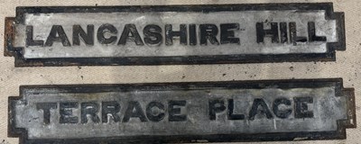 Lot 1351 - Two Victorian cast metal signs, 'Lancashire...