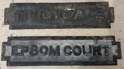 Lot 1352 - Two Victorian cast metal signs, 'Epsom Court',...