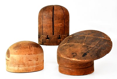 Lot 329 - Two vintage wooden millinery hat blocks,...