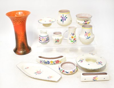 Lot 238 - ROYAL LANCASTRIAN; a mottled orange vase with...