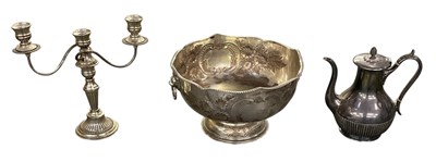Lot 1017 - A silver plated punch bowl, with lion head...