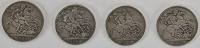 Lot 1457 - Two Victoria old head 1896 and two 1898 silver...