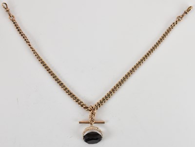 Lot 1191 - A 9ct rose gold Abert watch chain, with two...